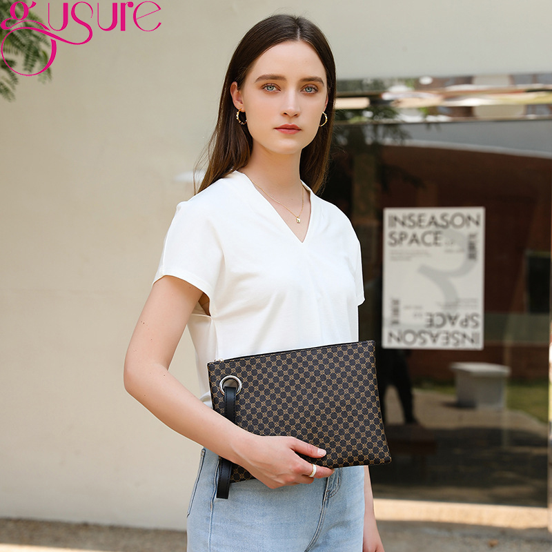 Gusure Fashion Trend Women Clutch PU Leather Pattern Envelope Bag Wristlet Bags Female Casual Large Capacity Handbags Day Pouch