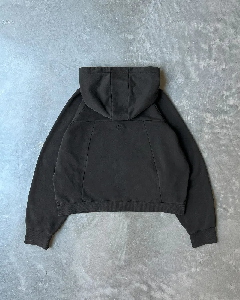 Y2K Harajuku Style Fashion Black Print Hooded Sweater Men Vintage Hip Hop Casual Joker Sports Hoodie Streetwear Tops 240802