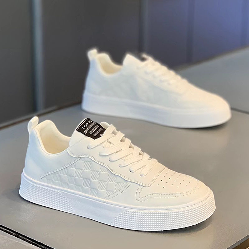 New Shoes for Men Leather Casual Shoes Fashion Checkered Flats Skateboard Shoes Youth Street Cool Sneakers
