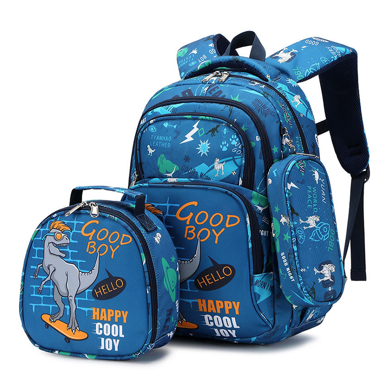 Boy's&Girl's Schoolbag Children's Schoolbag Three-piece Set Dinosaur Wholesale 1-6 Grade Schoolbag Reduce Burden Protect Spine