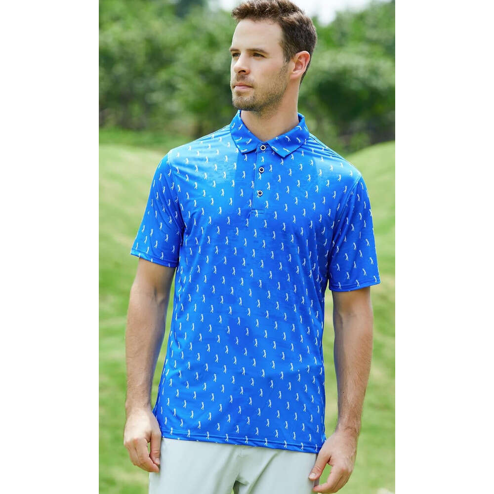 Fashion Mens Polo Golf Shirt Moisture Wicking Quick-Dry Print Performance Men Polos shirts tshirt Casual tops summer clothes Short sleeve Free shippin
