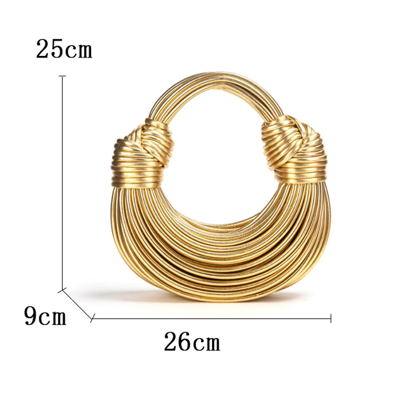 Handbags for Women 2024 New in Gold Luxury Designer Brand Handwoven Noodle Bags Rope Knotted Pulled Hobo Silver Evening Clutch