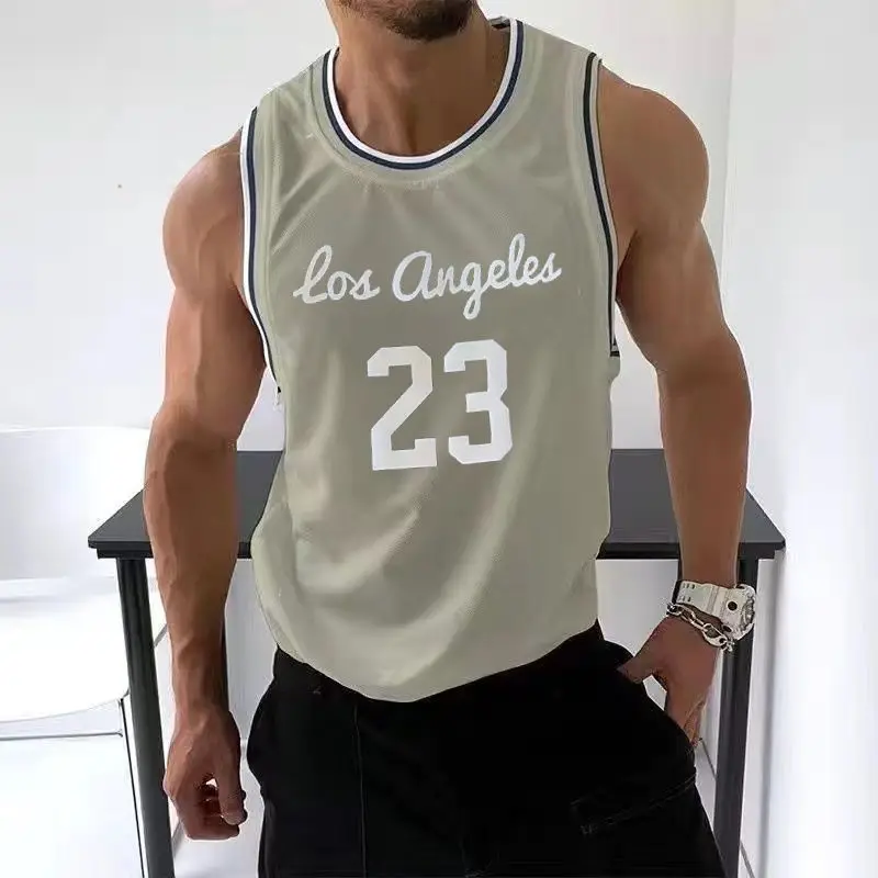 23 Vest Sports Summer Men s Gyms Mesh Tank Tops Fitness Workou Joggers Sleeveless T-Shirt Male Basketball Training Fashion