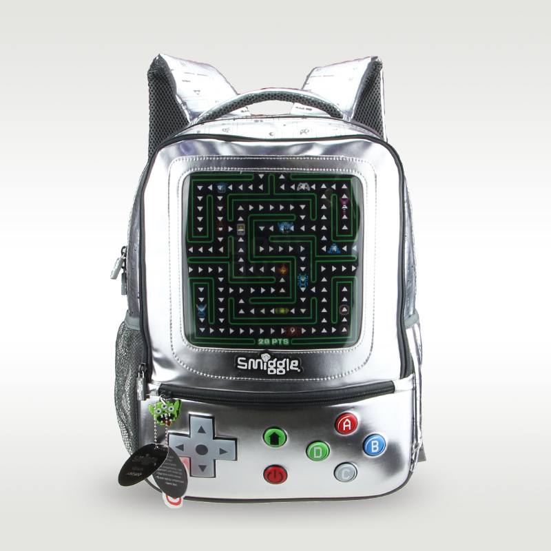 Australia Smiggle hot-selling original children's backpack cool backpack travel bag silver game console big schoolbag 16 inch