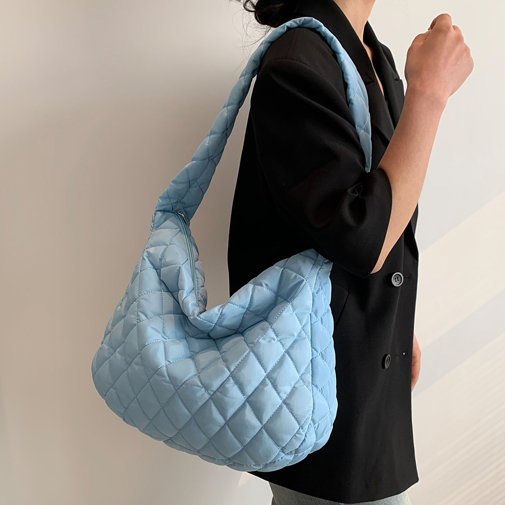 Fashion Ladies Hobo Bag Soft Quilted Messenger Bag Lightweight Girl High-quality Large Bag Solid Color for Women Vacation Travel