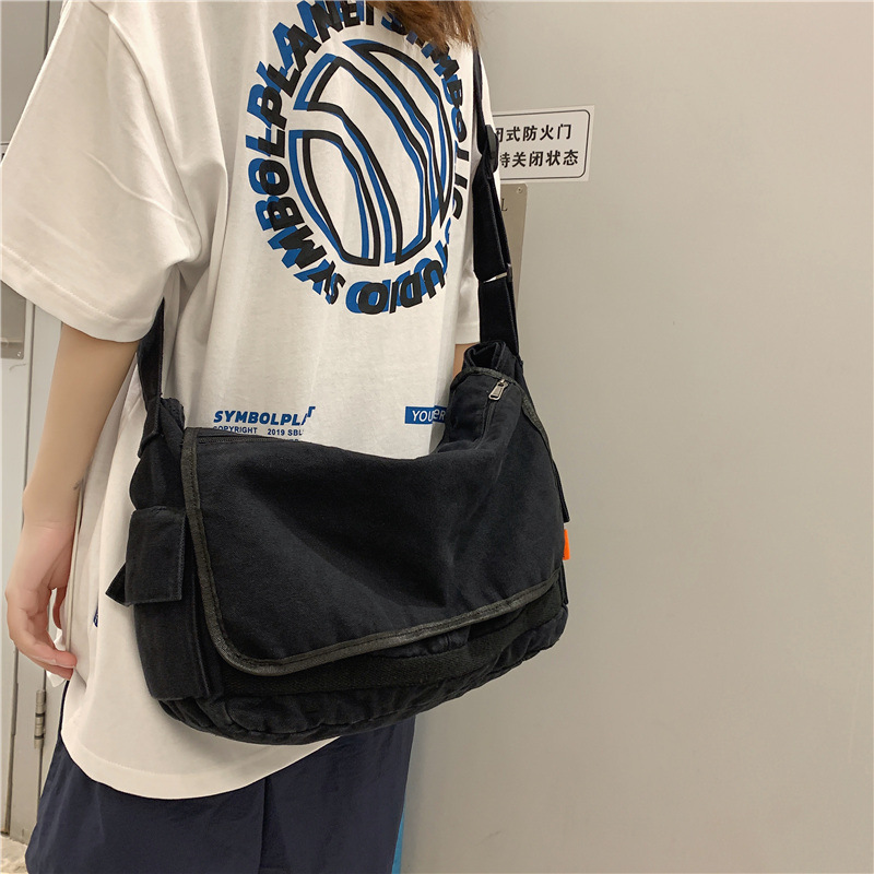 Sail bag large-capacity leisure shoulder bag female bag couple messenger bag campus style simple literary cloth bag