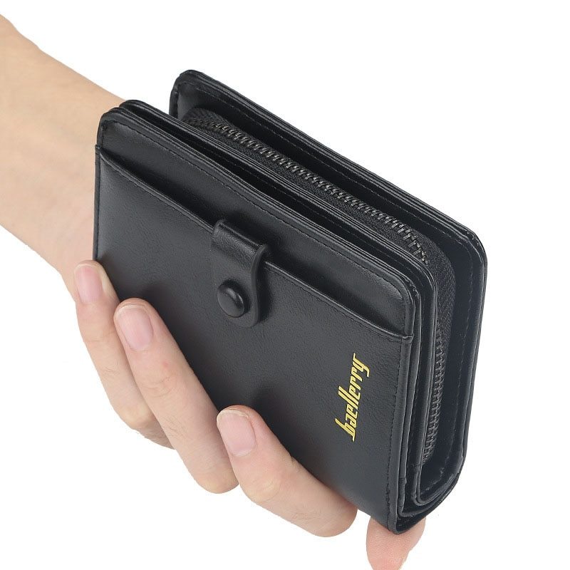 Fashion Men Wallets High Quality PU Leather Zipper Short Design Card Holder Male Purse with Coin Pockett Holder Men Wallets