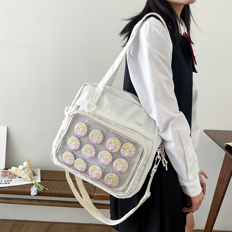 All Match Japanese Transparent Totes for Women 2024 Fashion Trendy Ita Bag Candy Color High-capacity Canvas Crossbody Bags