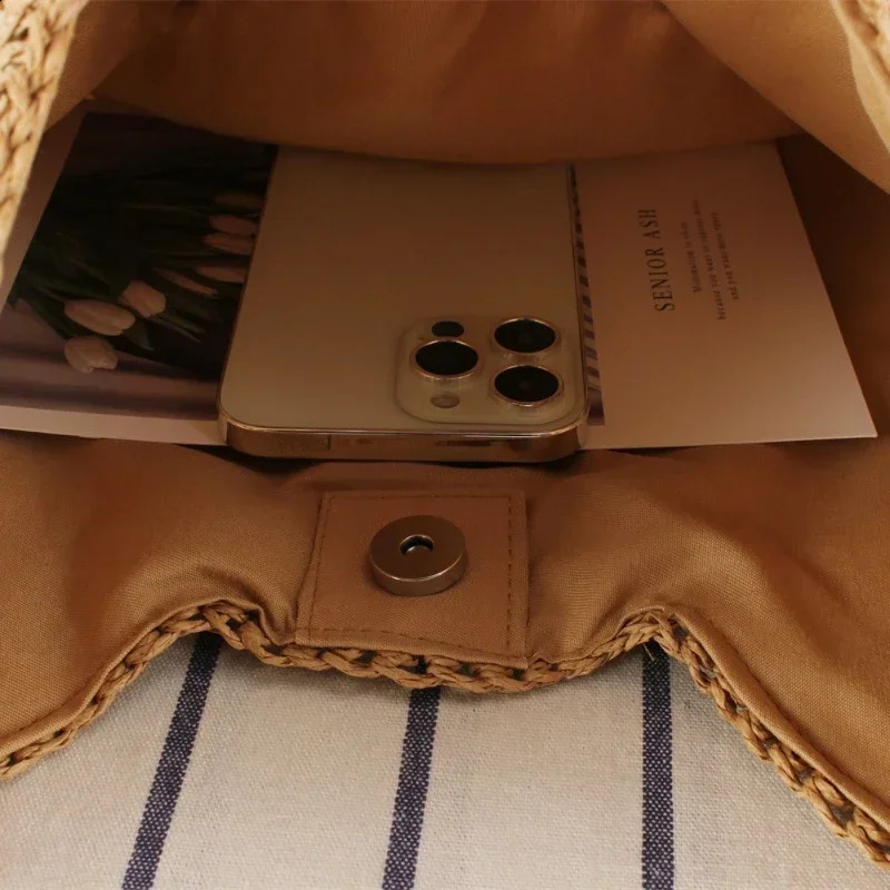 Women Weaving Clutches Tophandle Bag Large Portable Shoulder Summer Beach Purses Shopper Satchel Female Tote Bags Handbags 240802