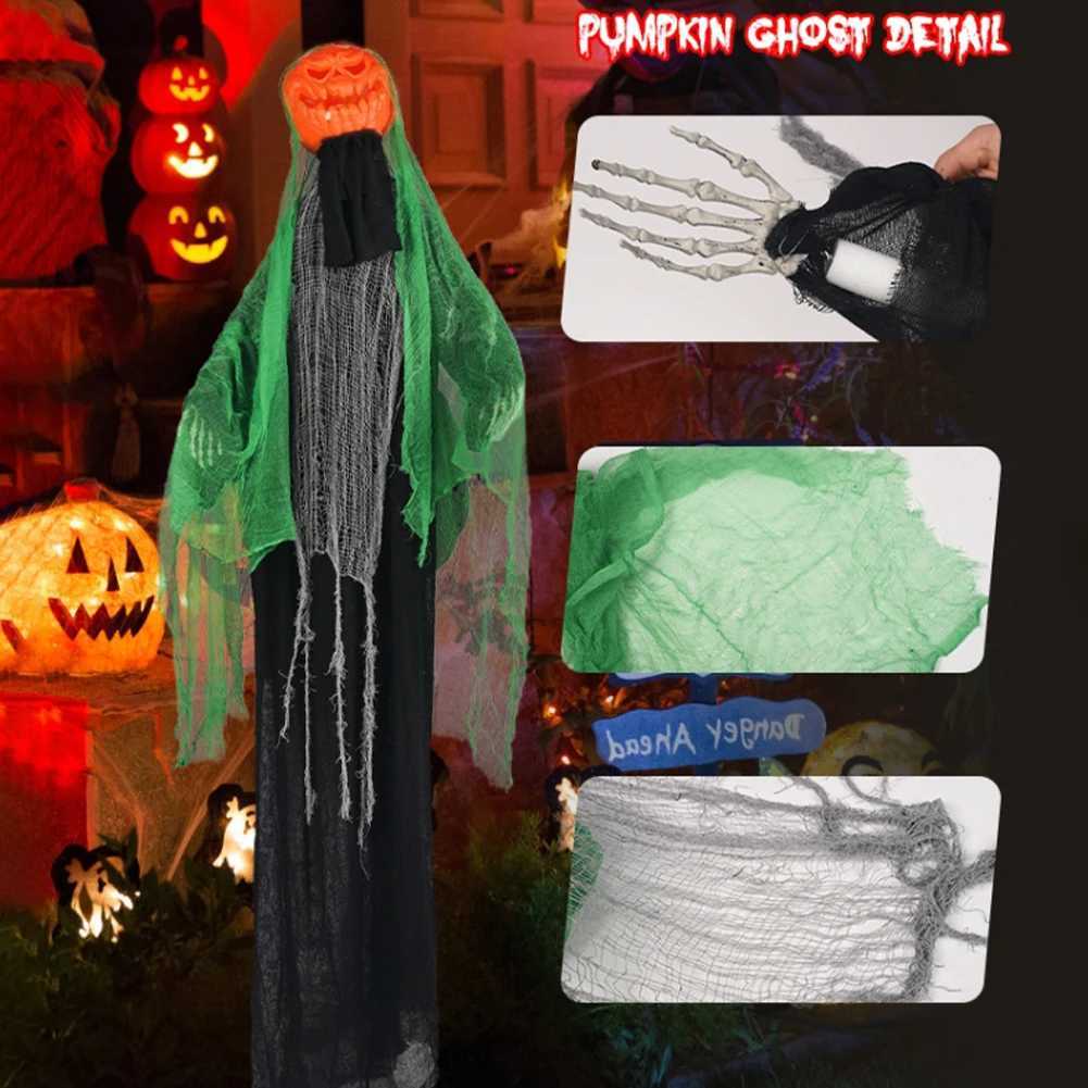 Halloween Party Holiday DIY Decorations Outdoor Hanging Pumpkin Decor with Swinging Hands Sounds Lights Sound Control Design Y240801