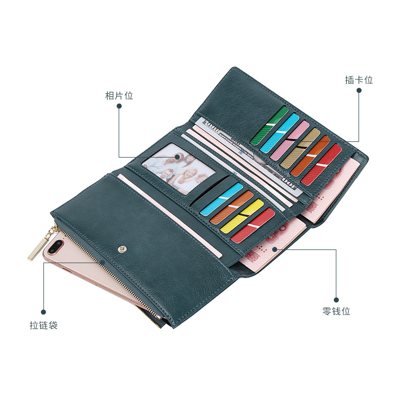 Wallet Female Leather Wallet Leisure Purse 3Fold Top Quality Women Long Coin Purse Many Card slot Wallets Carteira Feminina