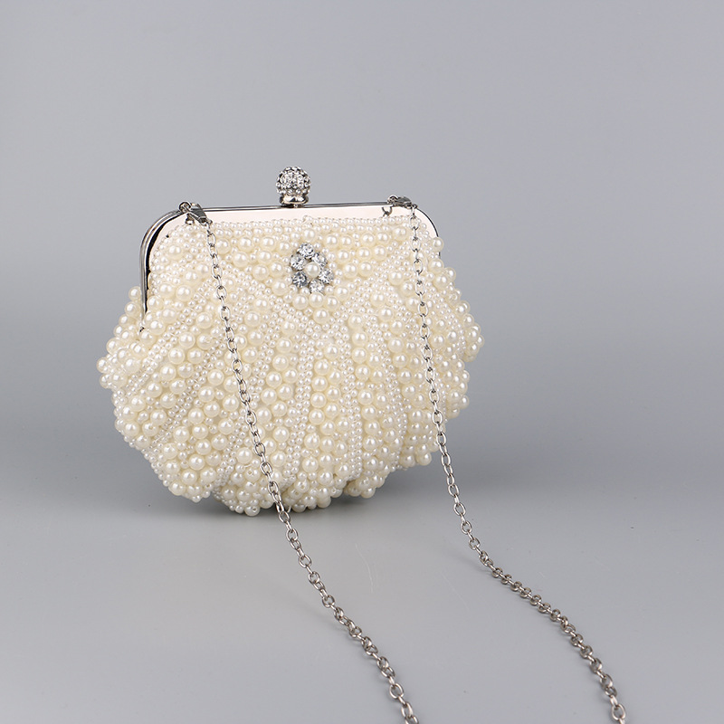 Women Wedding Purse And Handbag Elegant Evening Party Bags Clutches White Shell Pochette Mariage Sac Femme Beaded Clutch Bag Sac