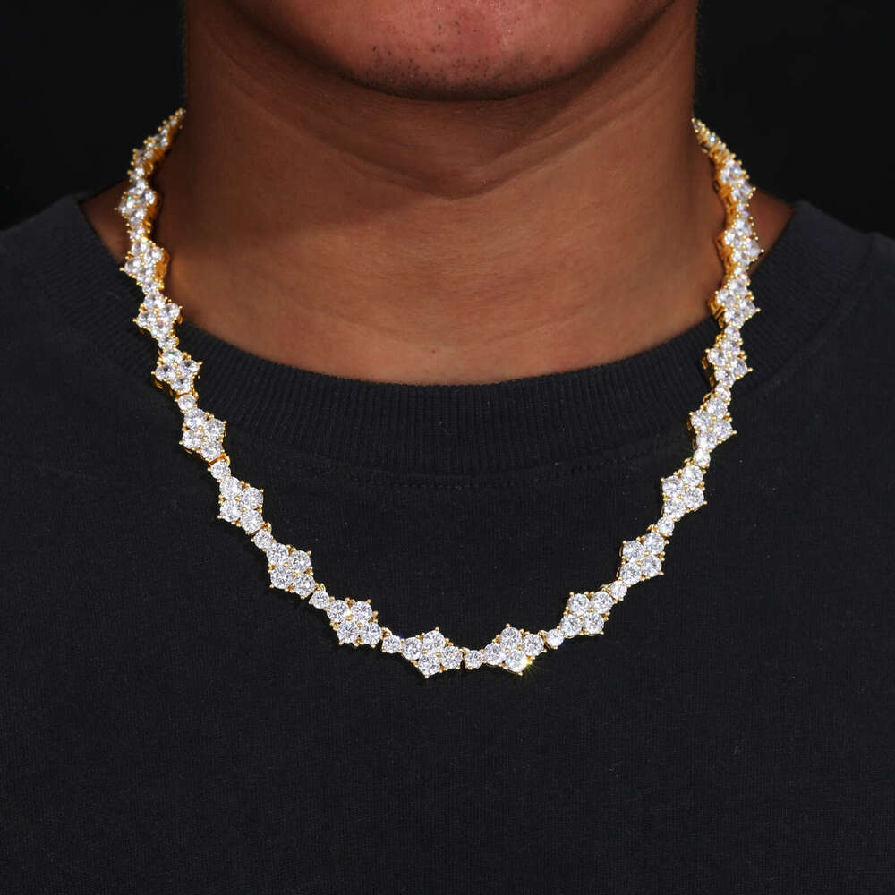 Pass Dia Tester Prong VVS Moissanite Rhombus Chain White Gold Sterg Sier Mossanite Tennis Necklace For Men