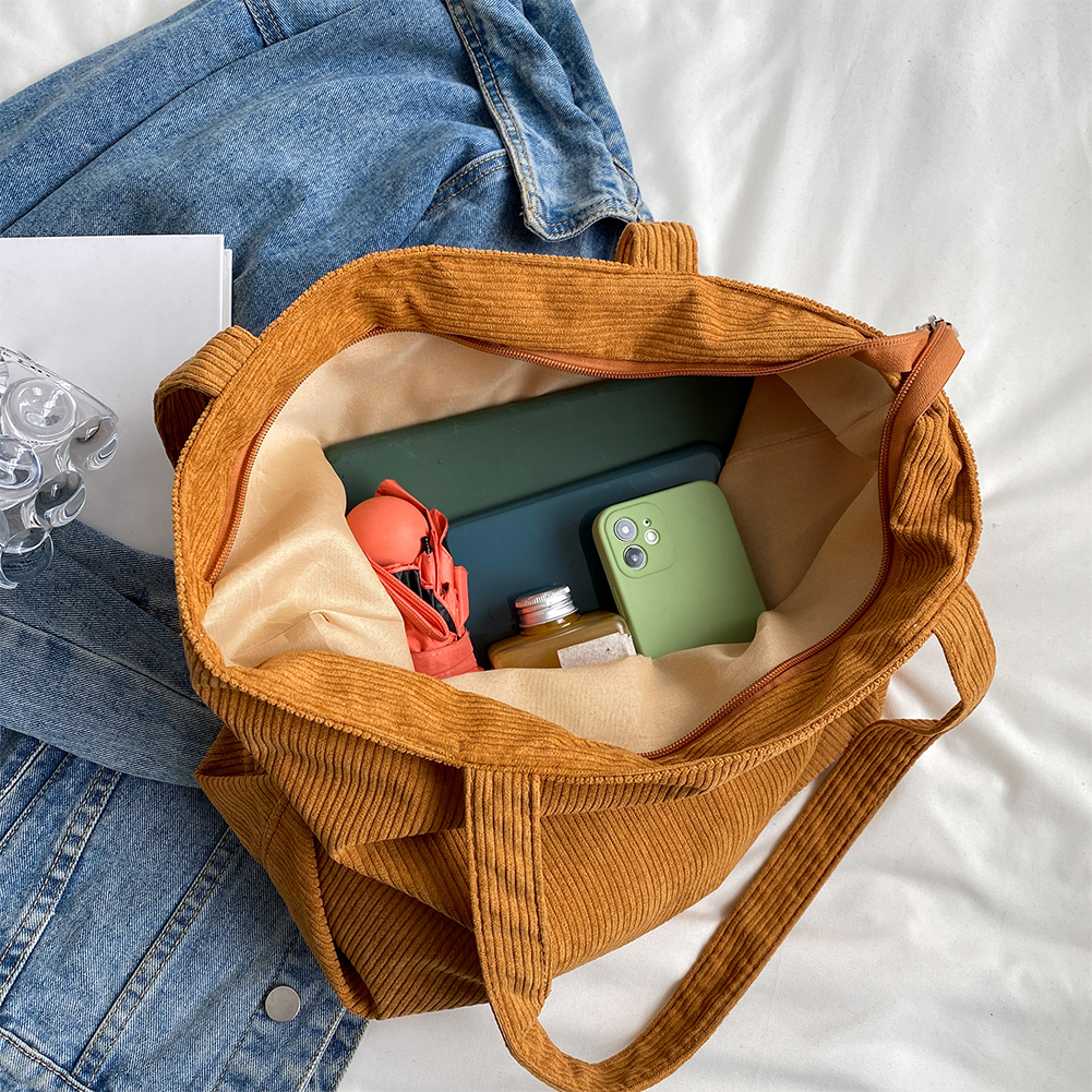 Corduroy Bag for Women Shopper Handbags Environmental Storage Reusable Canvas Shoulder Tote Bag school bags girl Shopper Bag