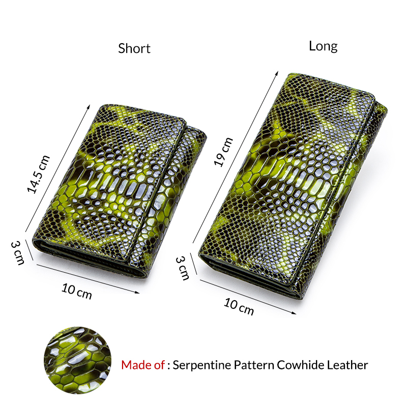 Fashion Serpentine Design Female Coin Purse Genuine Leather Long Women Wallet Phone Purses For Girl Cardholder Clutch Money Bag