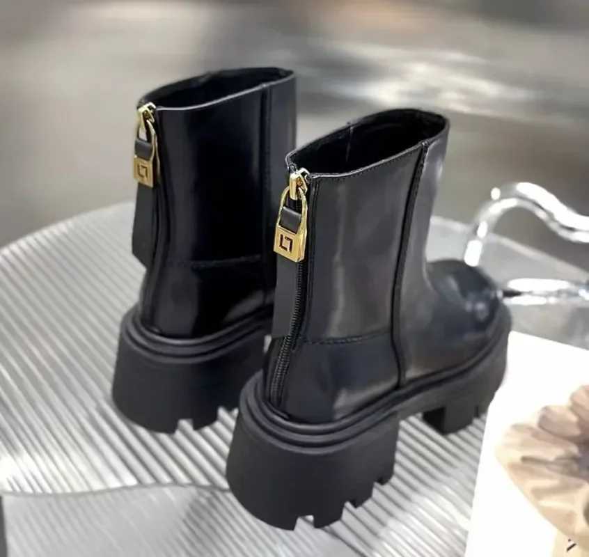 Fashion womens ankle boots high heel round toe thick heel zipper fashion boot platform footwear womens 2024 CL240906