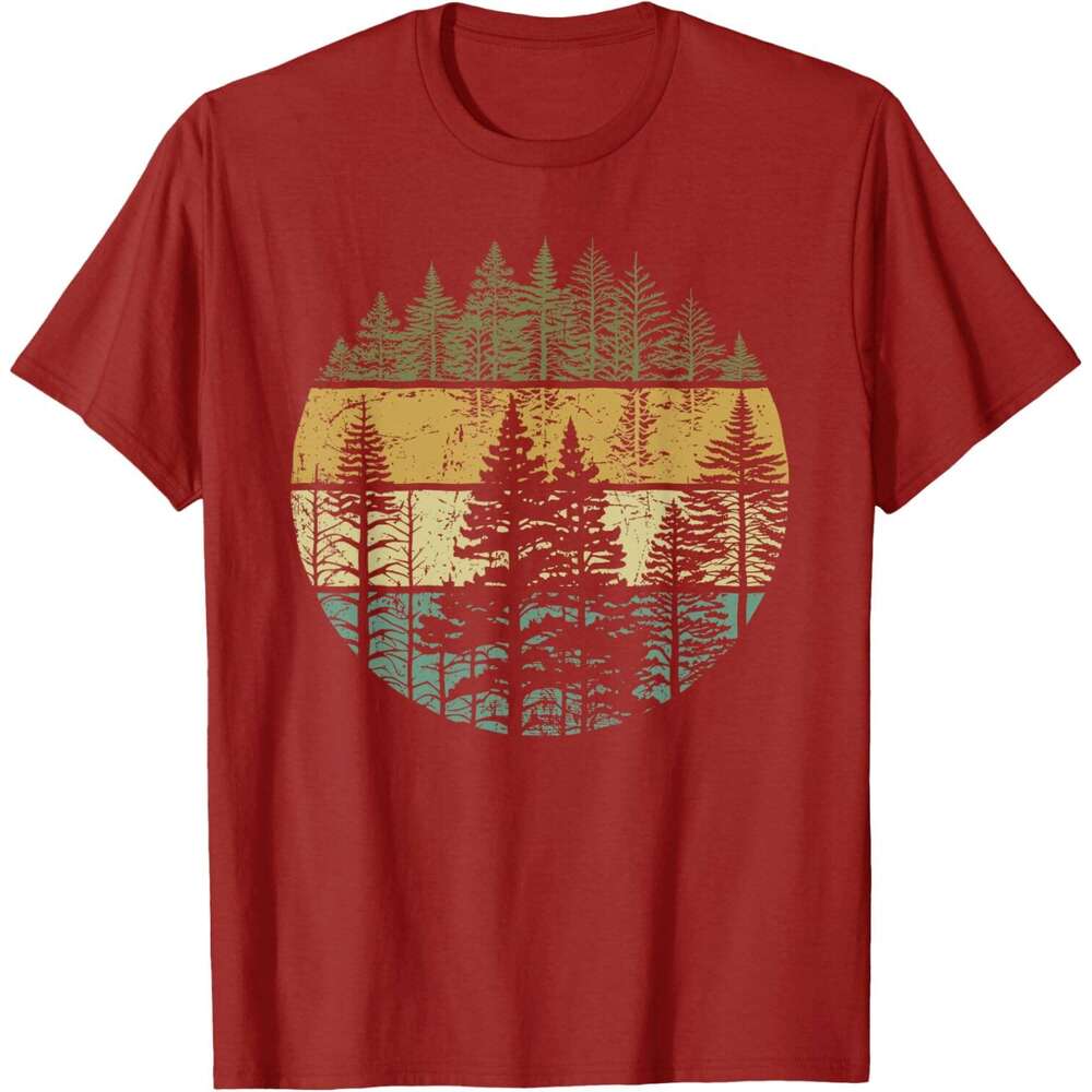 T shirt Mens Retro Forest Trees Outdoors Nature Women Men Vintage Graphic T-Shirt shirts tshirt graphic tee Casual tops summer clothes Short sleeve Fr