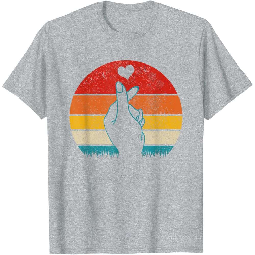 T shirt Mens K-Pop Heart Hand Symbol K-Drama Korean Pop Vintage Fan Gift T-Shirt shirts tshirt graphic tee Casual tops summer clothes Short sleeve Fre