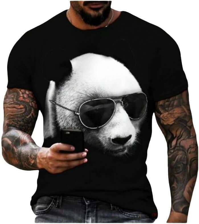 T shirt Mens Animal 3D Sunglasses Panda T-Shirt Fun Casual Fashion shirts tshirt graphic tee Casual tops summer clothes Short sleeve