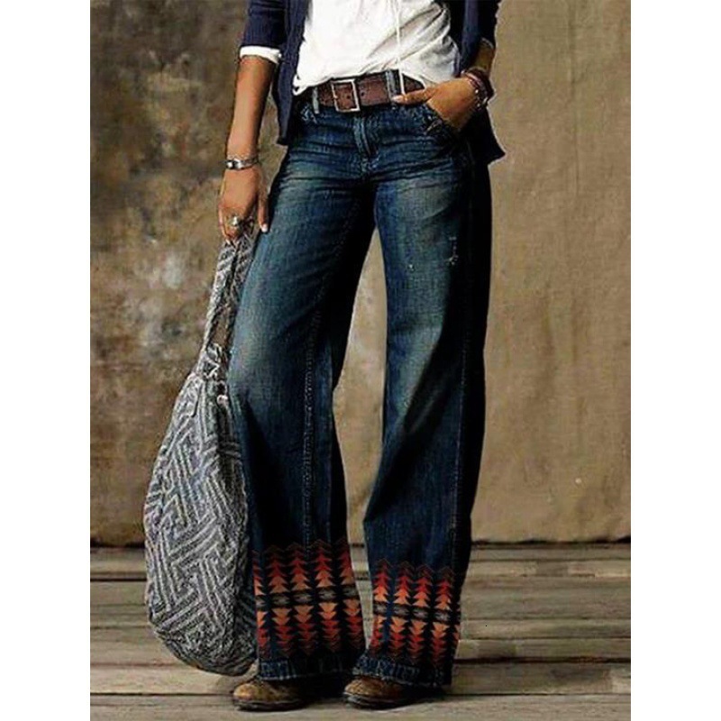 Oversized women's casual thin jeans, wide leg pants, long pants