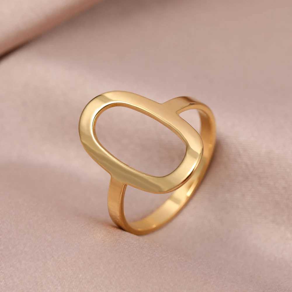 Stainless steel ring classic minimalism hollow oval fashion ring womens jewelry wedding party gifts sexy wholesale for girls W240802