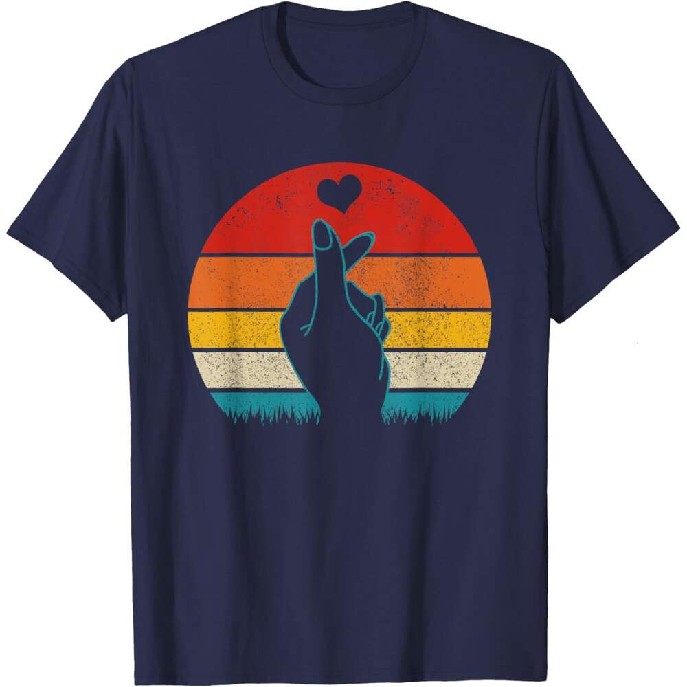 T shirt Mens K-Pop Heart Hand Symbol K-Drama Korean Pop Vintage Fan Gift T-Shirt shirts tshirt graphic tee Casual tops summer clothes Short sleeve Fre