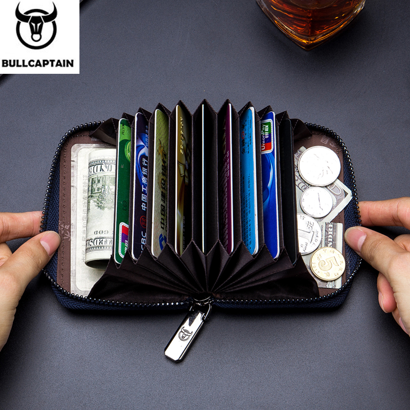 BULLCAPTAIN Real Pickup Card Bag with RFID Function Men's Card Holder Credit Card Business Card ID Card Holder Fashion Card Bag