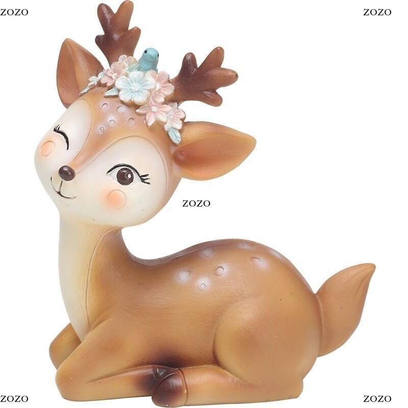Mini Sika Deer Figurines Resin Craft Miniatures Fairy Garden Decor Bonsai Figurines Cake Topper Decor Desktop Ornament