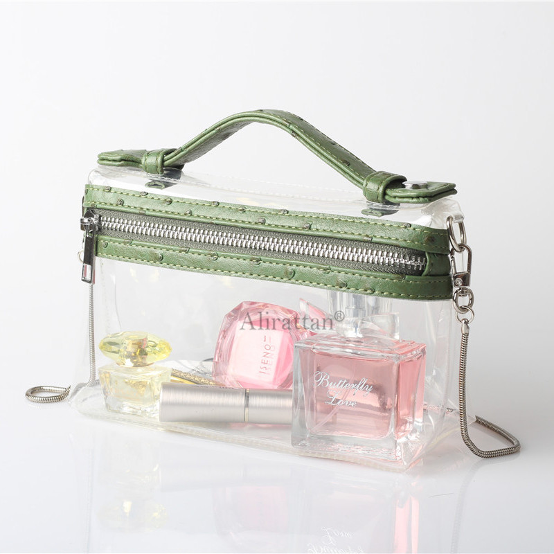 Alirattan New PVC Transparent Clear Clutch Bag Fashion Designer Ostrich Snake Pattern Chain Handags Retro Evening Party Clutch
