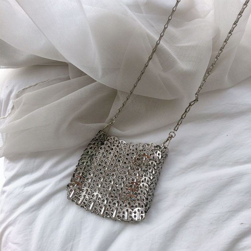 Sier Sequin Shoulder Bags for Women hot - Designer Metallic Chain Crossbody Bag