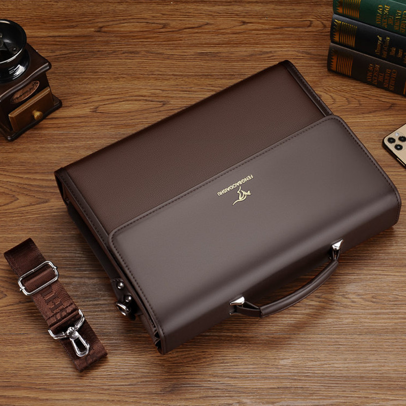 Business Large Capacity Mens Briefcase Luxury Leather Hand Tote Bag Office Male Shoulder Messenger Bag Fashion Man File Bag