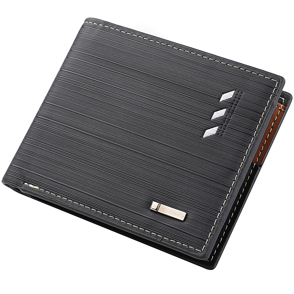 Fashion Men's Stripe Wallet Multi Function ID Credit Card Holder Two -fold Money Clip High Quality Leather Coin Purse