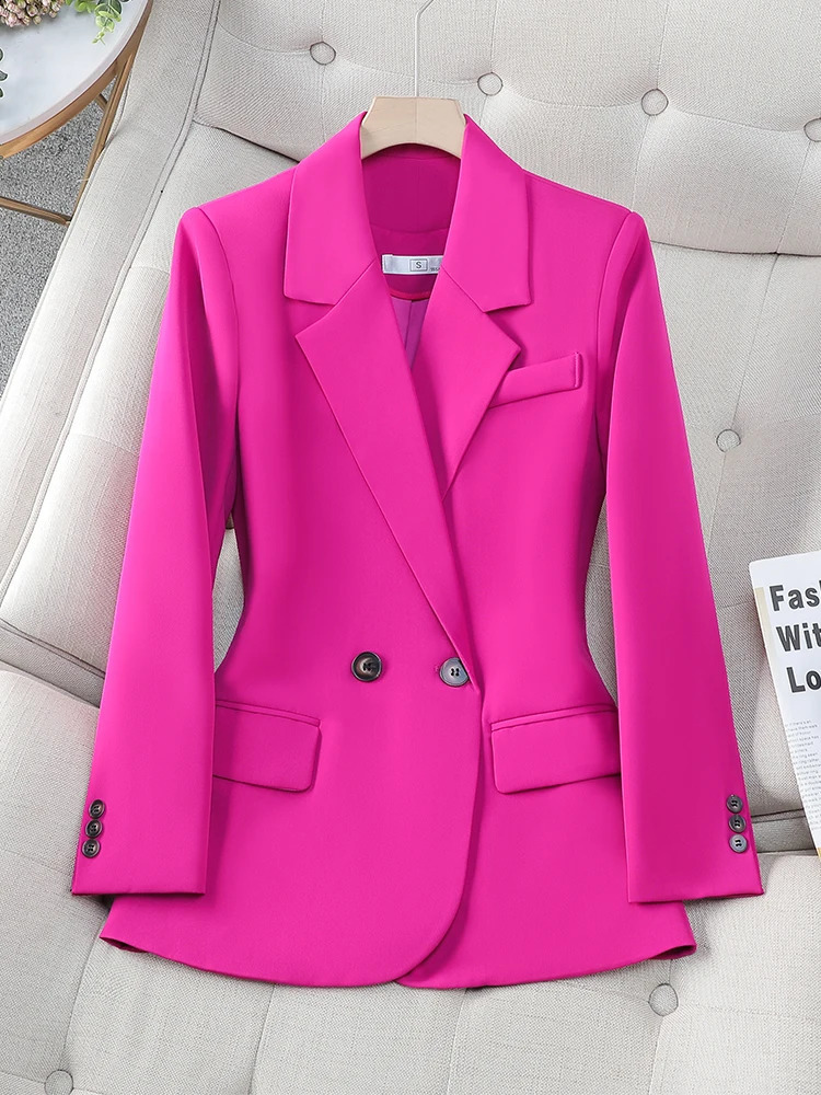 Fashion Women Blazer Pink Black Coffee Female Long Sleeve Solid Autumn Winter Ladies Loose Formal Jacket Coat For Work Wear 240801