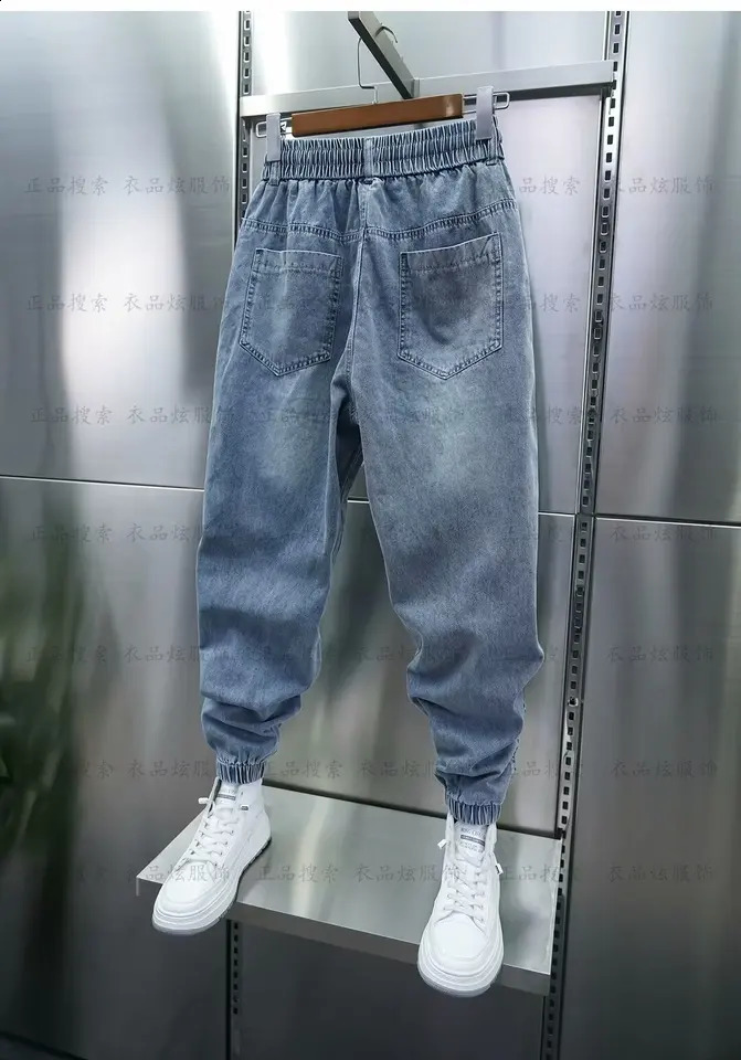 Mens Jeans Fashion Casual Jogger Harem Denim Pants Hip Hop elastic waist Letter printing jeans Male Trousers spring 240821