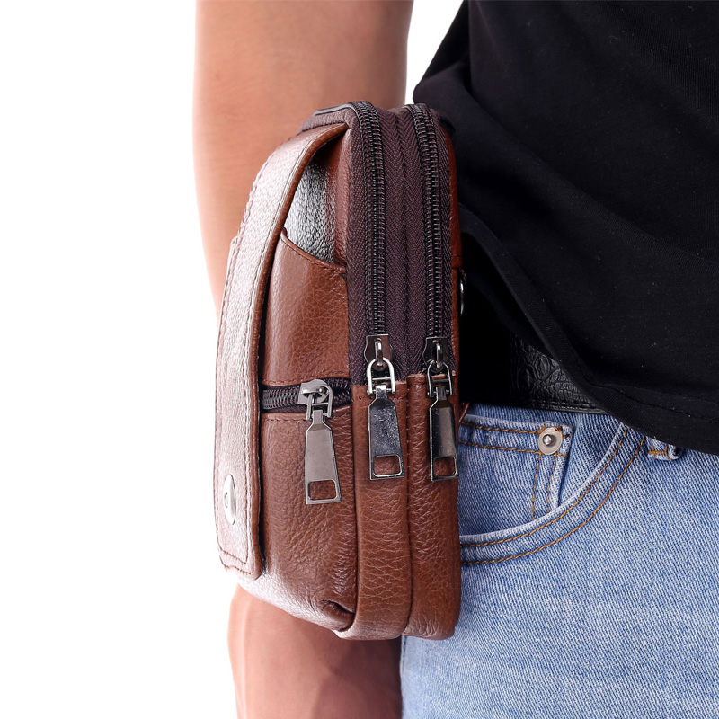 Men's shoulder bag messenger bag black fashion messenger bag small handbag casual business waist bag male mobile phone bag