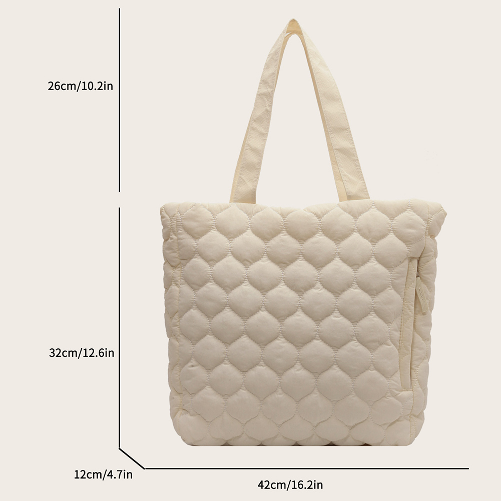 Quilted Women Handbags Large Capacity Winter Shoulder Bag Fashion Cloud Cotton Padded Elegant Ruched Tote Bag Soft for Vacation