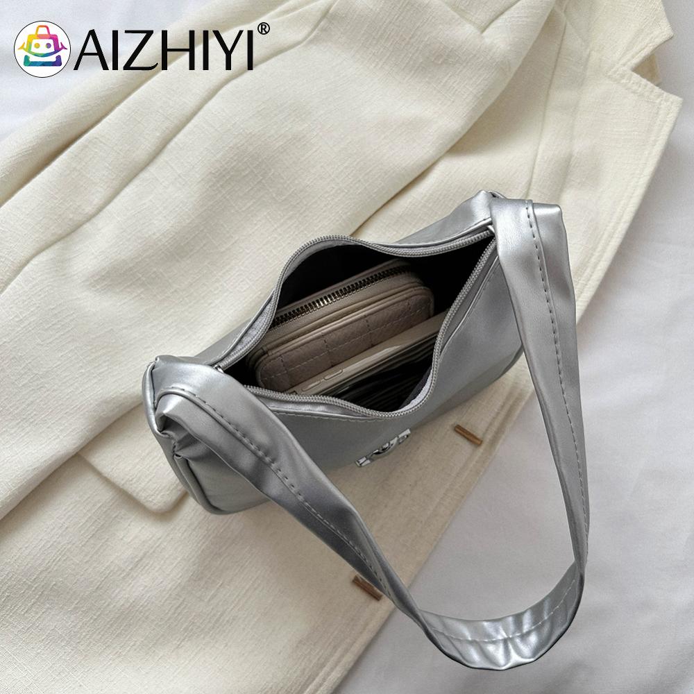 Women Small Shoulder Bags Zip Closure Fashion Mini Purse Vintage Under The Arm Purse Lightweight Solid Purse Clutch