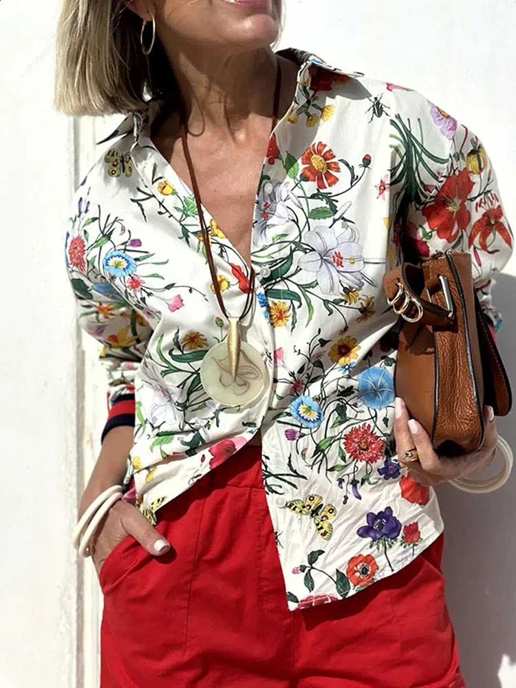 Women 2 Pieces Tracksuits Outfits Fiesta Satin Floral Print Button Down Shirts Pocketed Wide Leg Pants Set 240801wtt