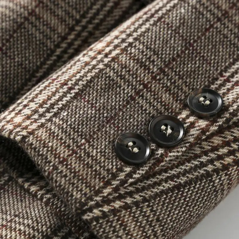 Checkered suit casual jacket autumn style loose onepiece womens 240827