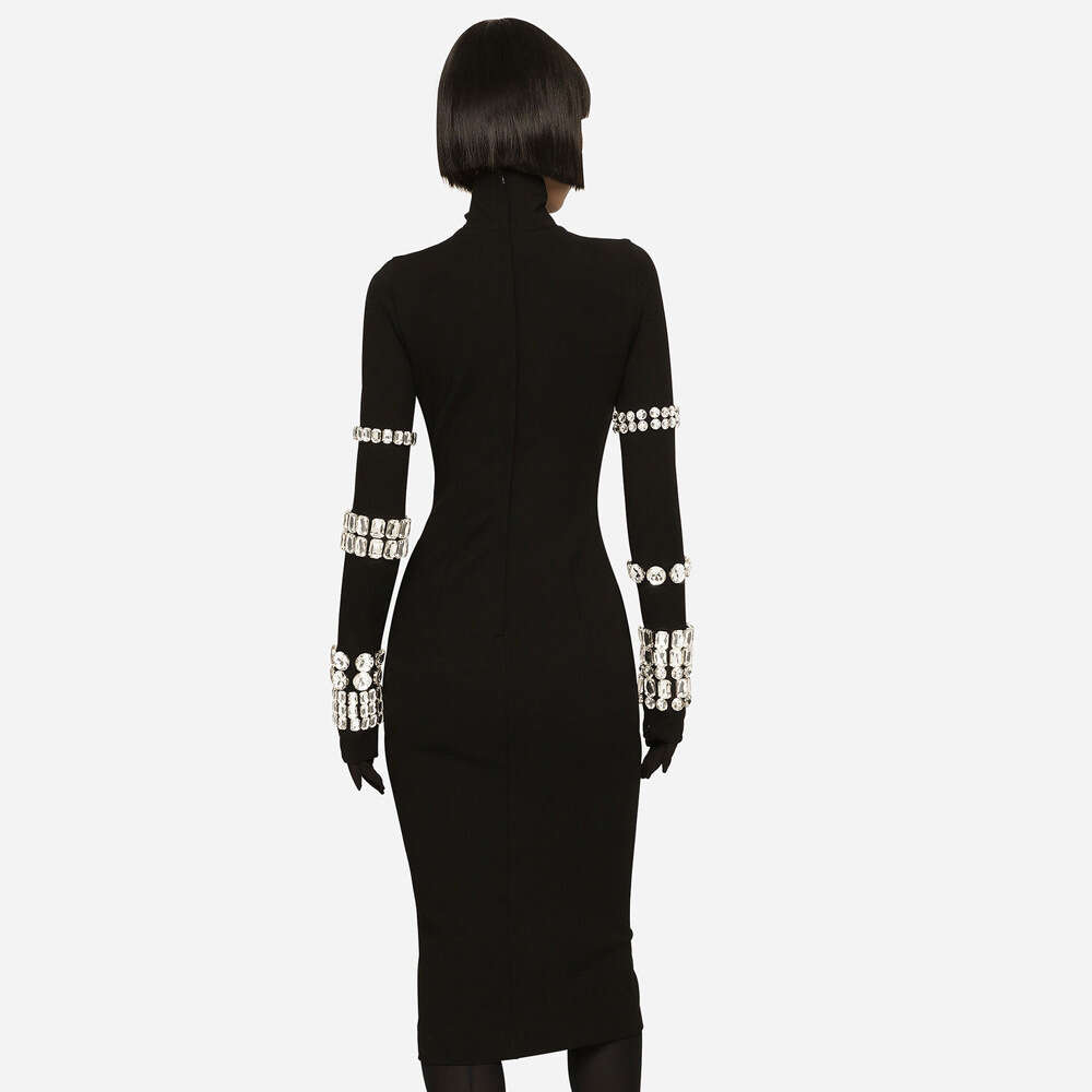 New Heavy Industry Nail Drill Long Sleeve High Neck Bandage Dress Slim Fit and Slim Look Knitted Round Neck Womens Autumn/Winter Edition