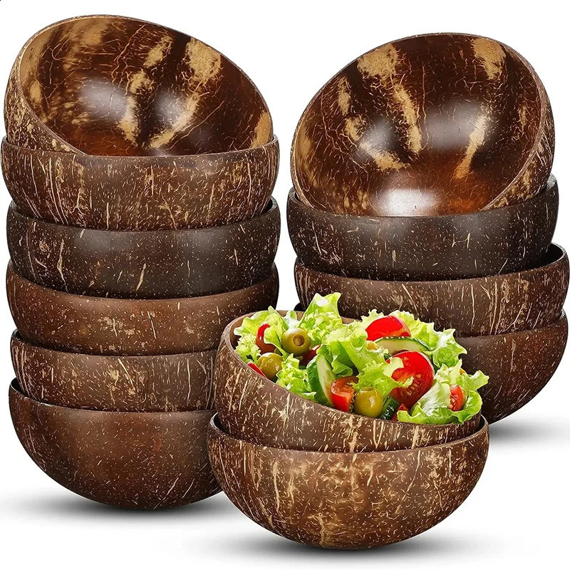 WIKOSTAR coconut bowl used for serving wooden plates salads natural shell bowls and Utensils breakfast parties 240801