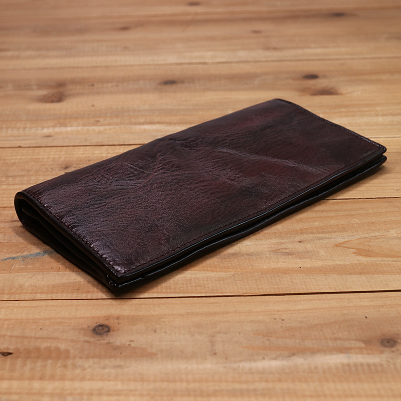Genuine Leather Wallet For Men Women Vintage Retro Wrinkled Long Bifold Female Clutch Purse With Card Holder Zipper Coin Pocket