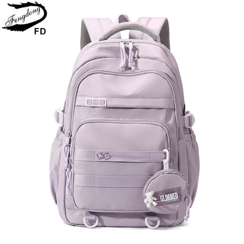 Fengdong middle school bags for girls high school simple backpack teenage girls lightweight backpack large capacity book bag