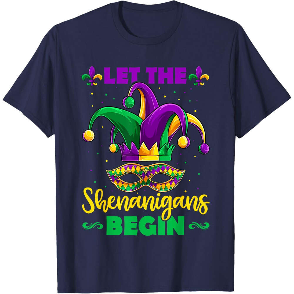 T shirt Mens Let The Shenanigans Begin Mardi Gras Kids Men Women T-Shirt shirts tshirt graphic tee Casual tops summer clothes Short sleeve Free shippi