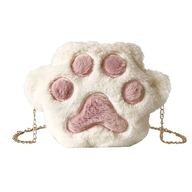 Creative cute cartoon bear paw cat claw fur bag chain all shoulder crossbody bag fashion gift