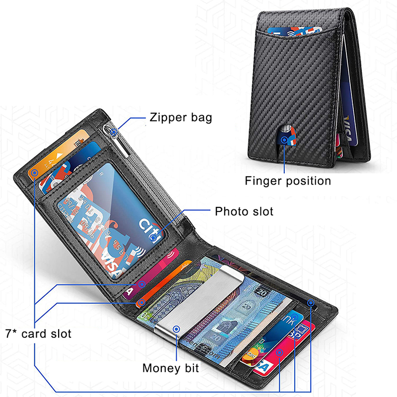Carbon Fiber Rfid Men Wallets Money Bag Slim Thin Card Man Wallet Luxury Male Small Short Purse Bi-fold Vallet Billfold