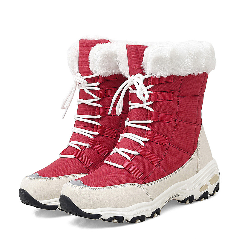 New Winter Women High Quality Warm Snow Lace-up Comfortable Ankle Outdoor Waterproof Hiking Boots Size 36-42