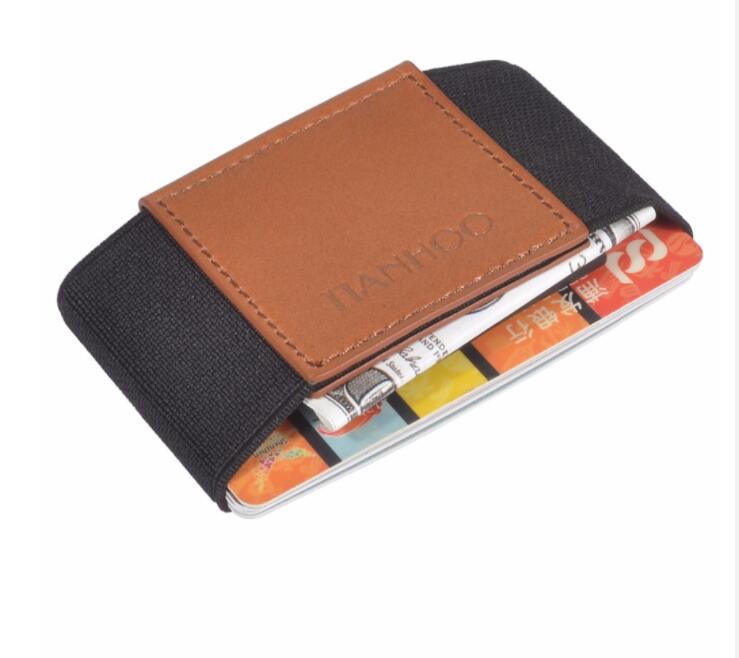 Men Credit ID Card Holder Slim Wallet Mini Pocket Genuine Leather Handmade Sewing Black