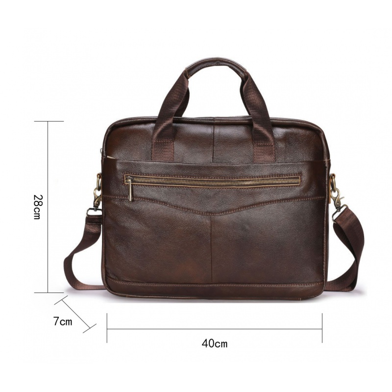Business Cowhide Men's Briefcase With Zipper Genuine Leather Handbag Casual Shoulder Messenger Bag Office Laptop Bag