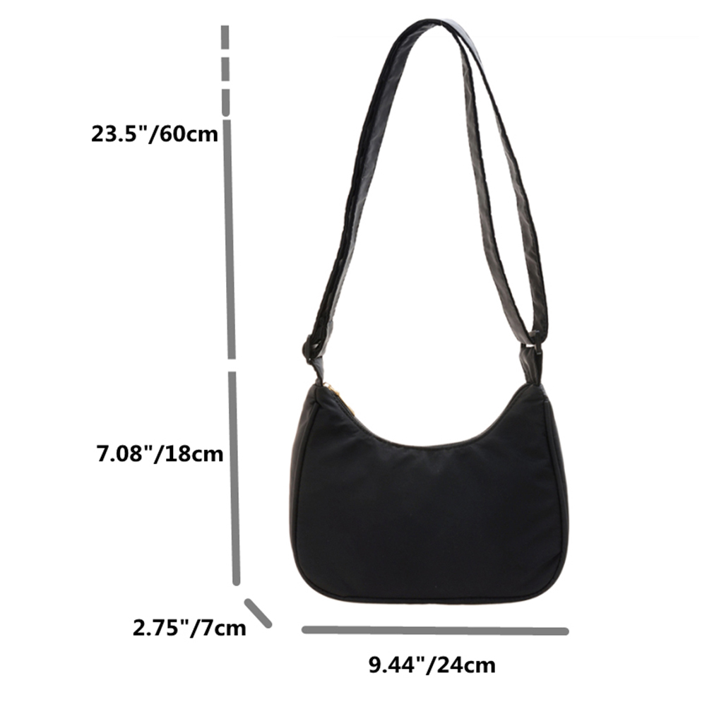 Trend Exquisite Women Nylon Solid Color Armpit Bag Lady Designer Zipper Crescent Shoulder Bag Ladies All-match Travel Handbags